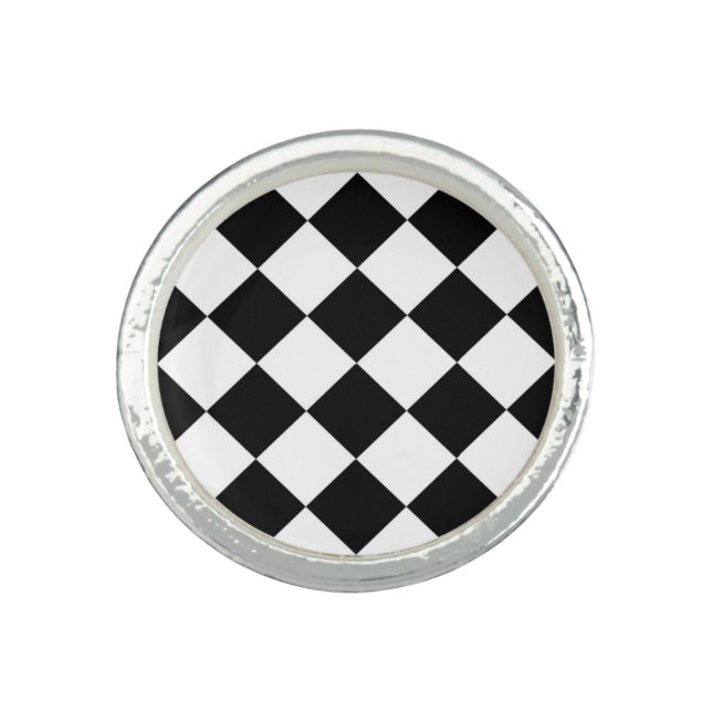 Black White Diamond Checkerboard Ring (Front)