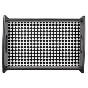 Black White Diamond Checkerboard Serving Tray