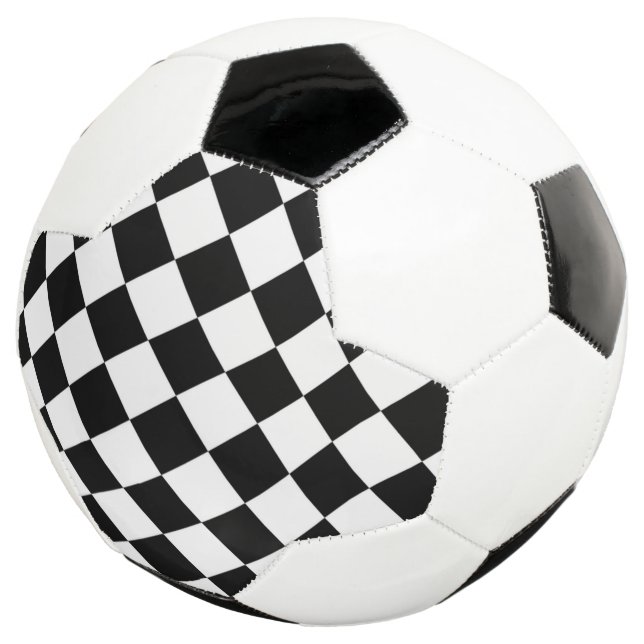Black White Diamond Checkerboard Soccer Ball (Three Quarter)