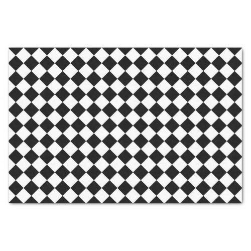 Black White Diamond Checkerboard Tissue Paper