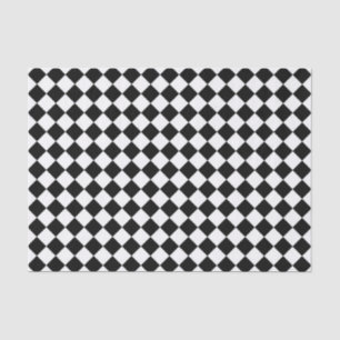 Black White Diamond Checkerboard Tissue Paper