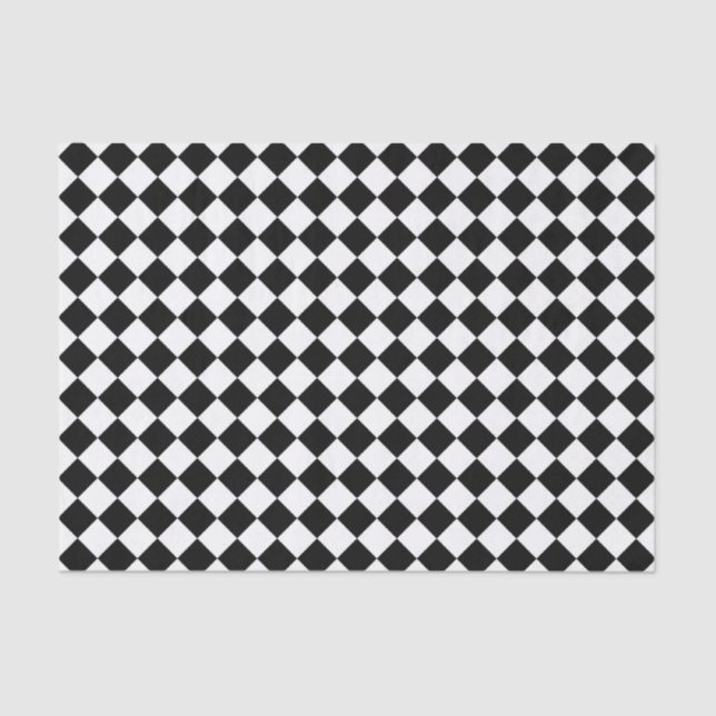 Black White Diamond Checkerboard Tissue Paper (Front)