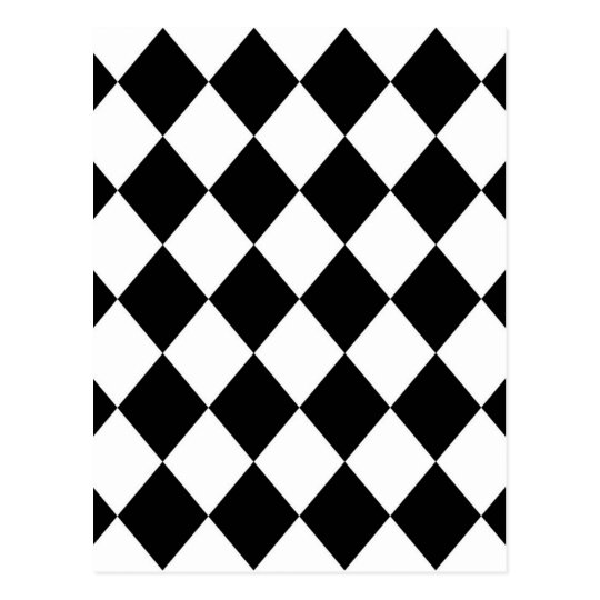 Black & White Diamond Checkered Pattern Postcard