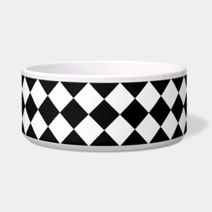 Black White Diamond Checkers Bowl