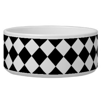 Black White Diamond Checkers Bowl by sumwoman at Zazzle