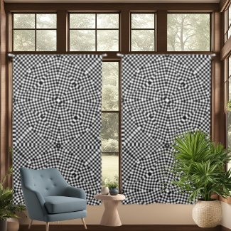 Black White Diamond Circle Pattern Drapes Curtains