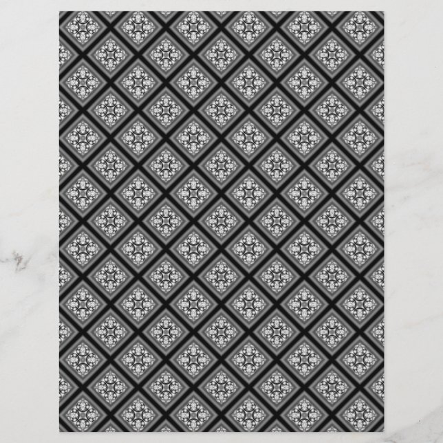 Black & White Diamond Clusters Scrapbook Paper (Front)