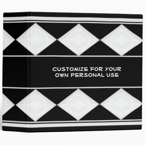black white  diamond customizable binder