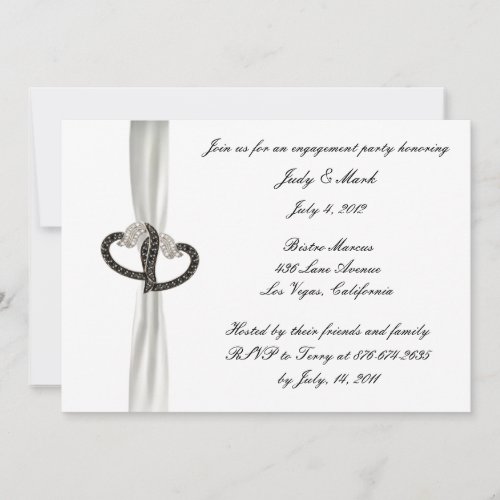 Black &amp; White Diamond Engagement Party Invitation