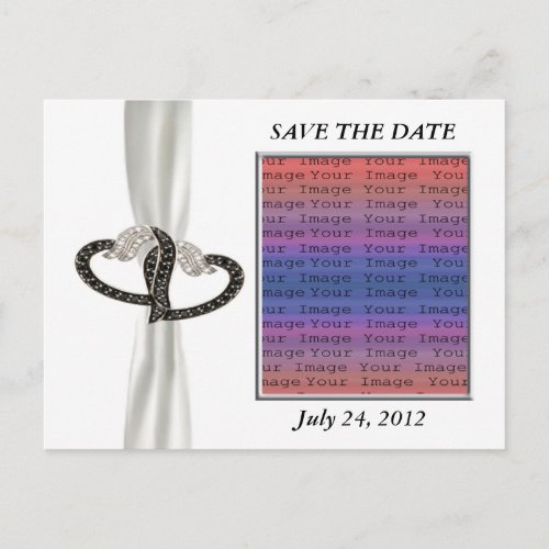 Black  White Diamond Heart Save The Date Postcard