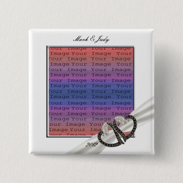 Black & White Diamond Hearts Button (Front)