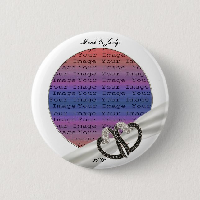 Black & White Diamond Hearts Button (Front)