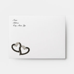 Black & White Diamond Hearts Envelope