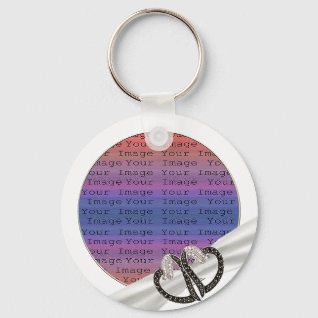 Black & White Diamond Hearts Key Chain (Front)