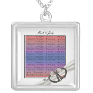 Black & White Diamond Hearts Silver Necklace