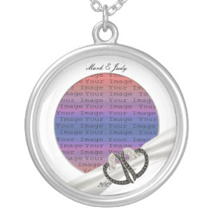 Black & White Diamond Hearts Silver Necklace