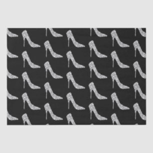 Black White Diamond High Heel Shoe Wedding Tissue Paper
