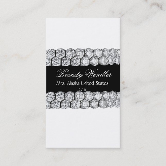 Black & White Diamond Pageant Business Card (Front)