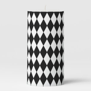 Black & White Diamond Print Pillar Candle