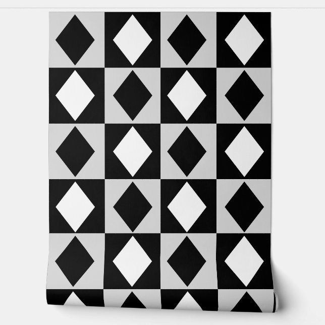  Black White Diamond Rhombus Shape Wallpaper (Unrolling)