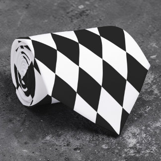 Black & White Diamond Shapes Retro Neck Tie