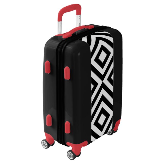 Black & White Diamonds and Chevrons Luggage (Rotated Left)