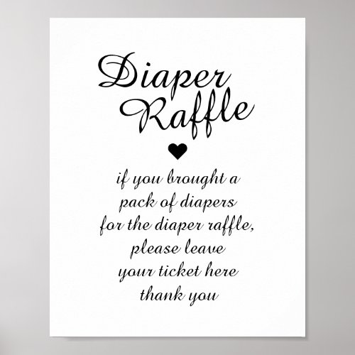 Black  White Diaper Raffle Poster