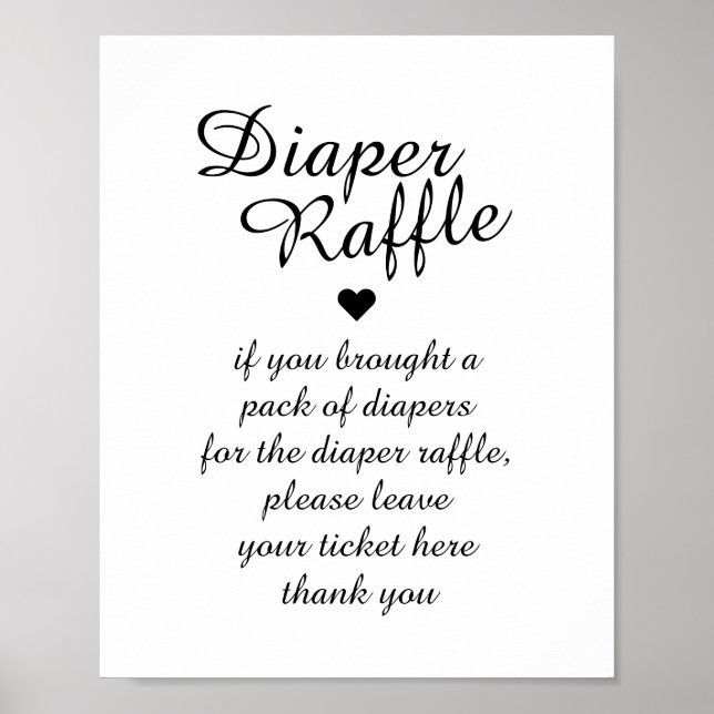 Black & White Diaper Raffle Poster (Front)