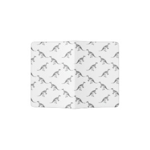 Black & White Dinosaur Skeletons Dinosaur Bones Passport Holder