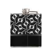 Black White Disc Pattern Groomsmen Gift Hip Fla Hip Flask (Back)