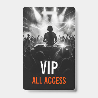 Black White DJ Party Concert VIP All Access Badge