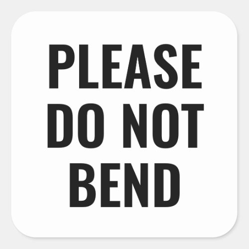 Black  white do not bend trendy simple business square sticker