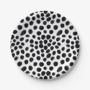 Black & White Dog Dalmatian Animal Print Dots Paper Plates