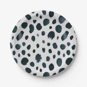 Black & White Dog Dalmatian Animal Print Dots Paper Plates