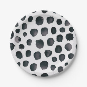 Black & White Dog Dalmatian Animal Print Dots Paper Plates
