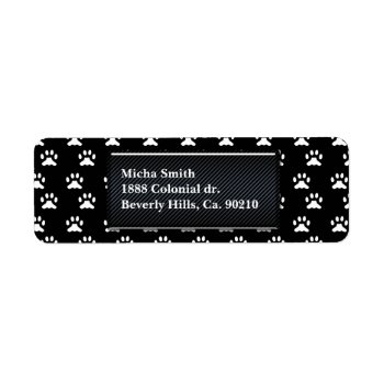 Black & White Dog Paws Monogram Label by StarStruckDezigns at Zazzle