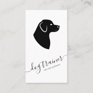 Black &amp; White Dog Silhouette Modern Dog Trainer Business Card
