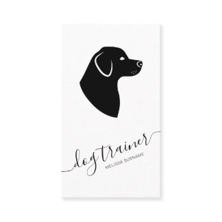 Black &amp; White Dog Silhouette Modern Dog Trainer Business Card