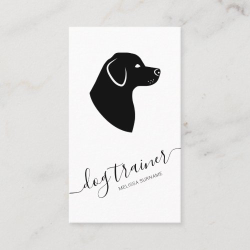 Black  White Dog Silhouette Modern Dog Trainer Business Card
