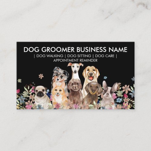 Black White Dog Walker Appointment Business Card