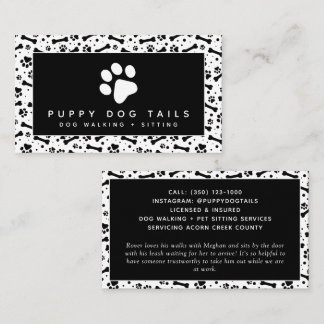 Black White Dog Walker Pet Sitter Business Card