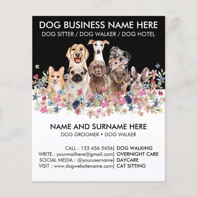 Black White Dog Walker Pet Sitter Grooming