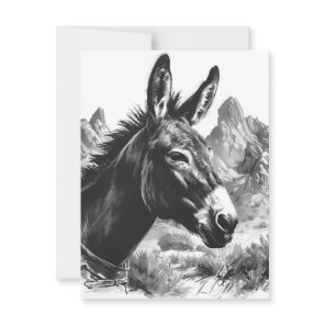 Black & White Donkey Portrait Southwestern Postcard