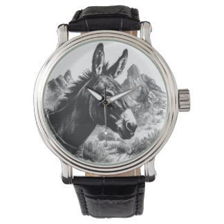 Black & White Donkey Portrait Western Desert Watch