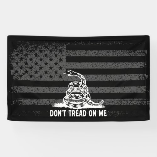 Black  White Dont Tread On Me American Flag Banner