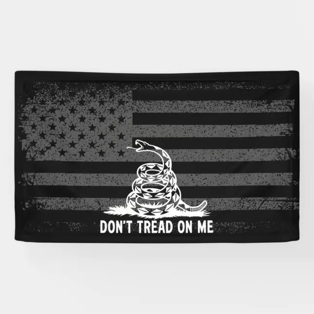 Black & White Don't Tread On Me American Flag Banner | Zazzle