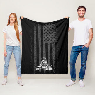 Black & White Don't Tread On Me American Flag Fleece Blanket