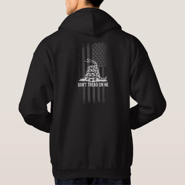 Black & White Don't Tread On Me American Flag Hoodie (Back)