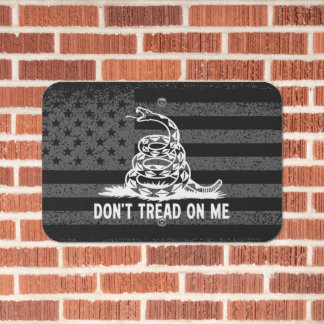 Black & White Don't Tread On Me American Flag Metal Sign