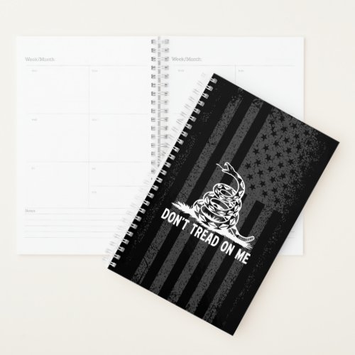 Black  White Dont Tread On Me American Flag Planner